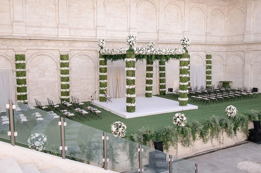 Luxury wedding floristry setting