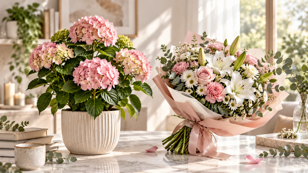 Potted plant or cut flowers? What do you check before choosing